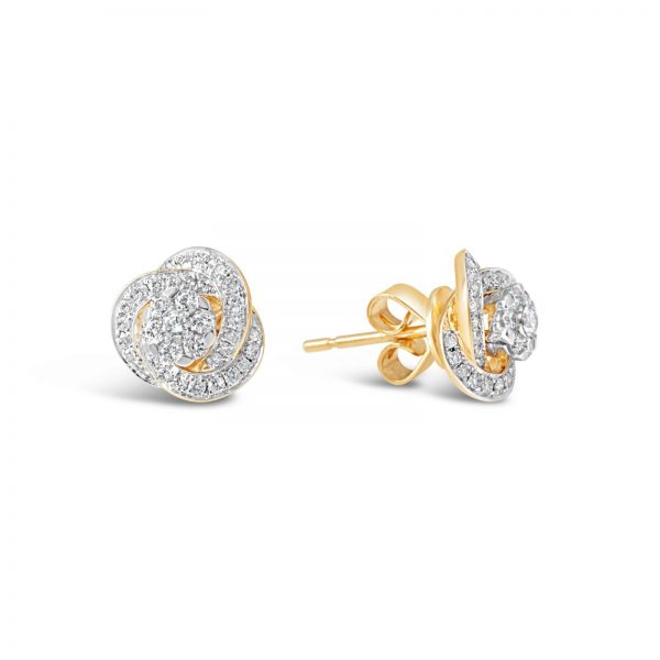 Gold Swirl Diamond Earrings online from kajal Naina