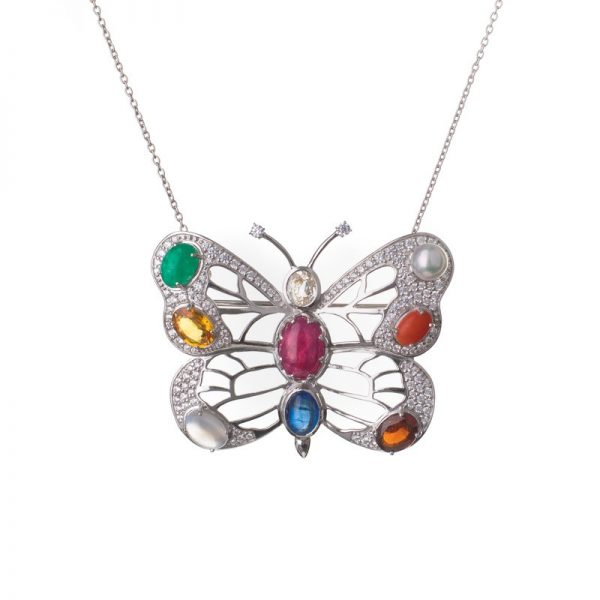 Gold | Diamond Butterfly Necklace Online from Kajal Naina