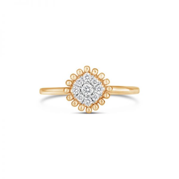 Gold Bling | Cushion Diamond Ring online from Kajal Naina